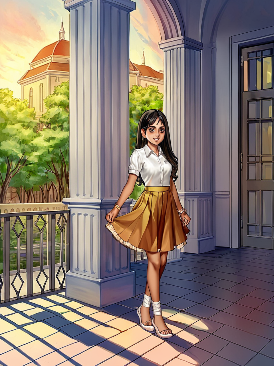 1337668888-(art by i0525_1.3), 1girl, conservatory, indian style, overall skirt,.png